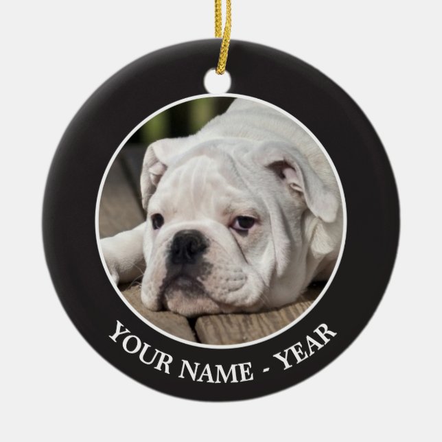 Englischer Bulldoggen-Welpe Keramikornament (Vorne)