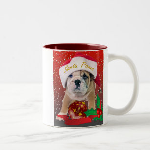 Englischer Bulldoggenwelpe in den Zweifarbige Tasse