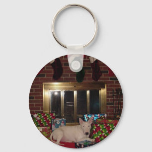 englischer BullterrierWeihnachtsgeschenkkamin Schlüsselanhänger