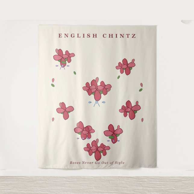 Englischer Chintz-Blumenmuster Wandteppich (Vorderseite)