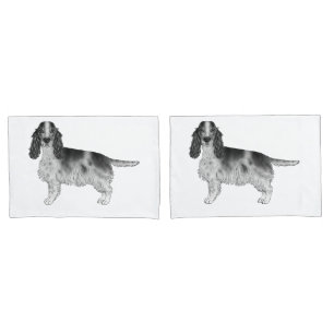 Englischer Cocker Spaniel Entwurf in Schwarz und W Kissenbezug
