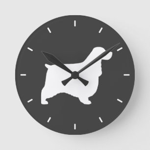 Englischer Cocker Spaniel Silhouette Runde Wanduhr