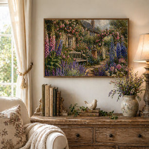 Englischer Cottage-Garten Romantische Blumen Poster