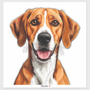 Englischer Foxhound Hund Heller, Glücklicher Ausdr Aufkleber