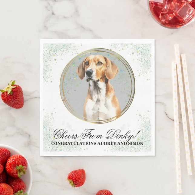 Englischer Foxhound Hund Hochzeit Napkins mit Foto Serviette (Beispiel)