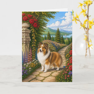 Englischer Garten Shetland Sheepdog Leere Karte