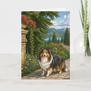Englischer Garten Shetland Sheepdog Leere Karte