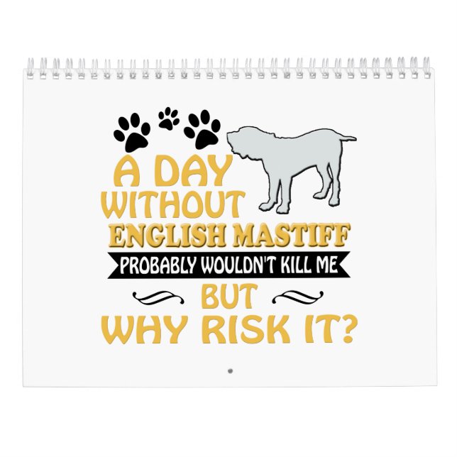 Englischer Mastiff-Kalender 2019 2020 Kalender (Rückseite)