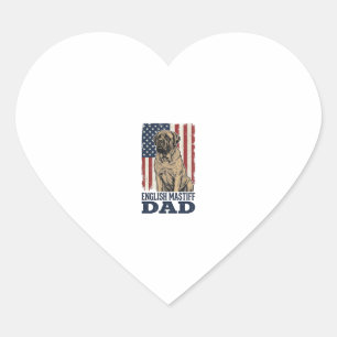 Englischer Mastiff-Vater Patriotisches Vintage-Hun Herz-Aufkleber