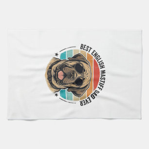 Englischer Mastiff-Vater Vintage-Sonnenuntergang-H Geschirrtuch