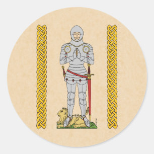 Englischer Mittelalter Ritter Circa 1430 Runder Aufkleber