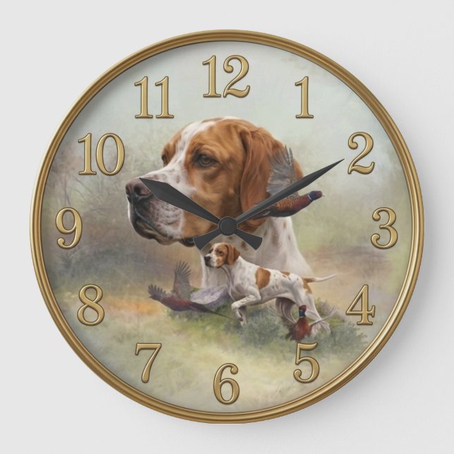 Englischer Pointer Große Wanduhr (Vorderseite)