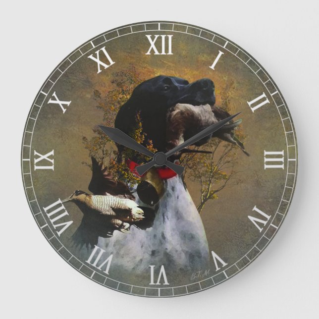Englischer Pointer  Große Wanduhr (Vorderseite)