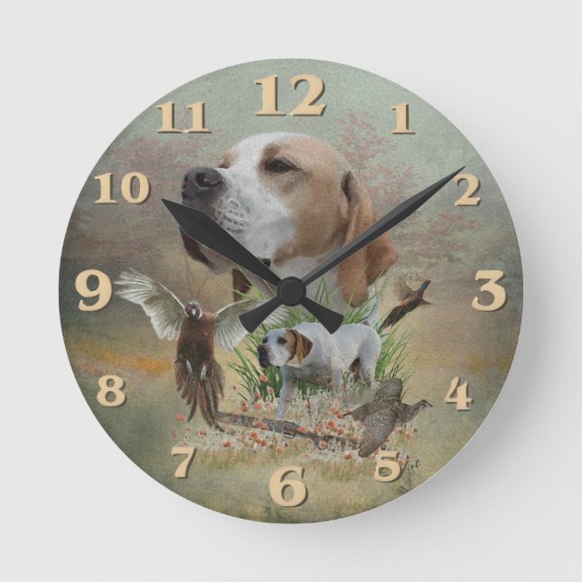 Englischer Pointer  Runde Wanduhr (Vorderseite)