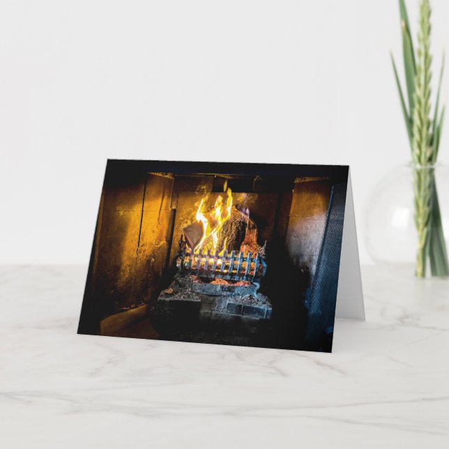 Englischer Pub Log Fire Karte (Vorderseite)