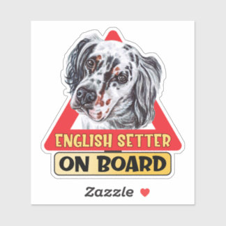 Englischer Setter an Bord Hunde rotes Verkehrszeic Aufkleber