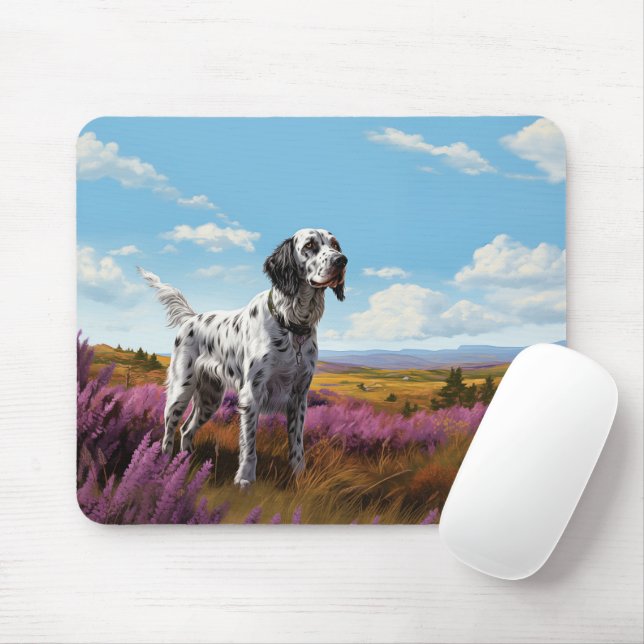 Englischer Setter auf dem Mond Mousepad (Mit Mouse)