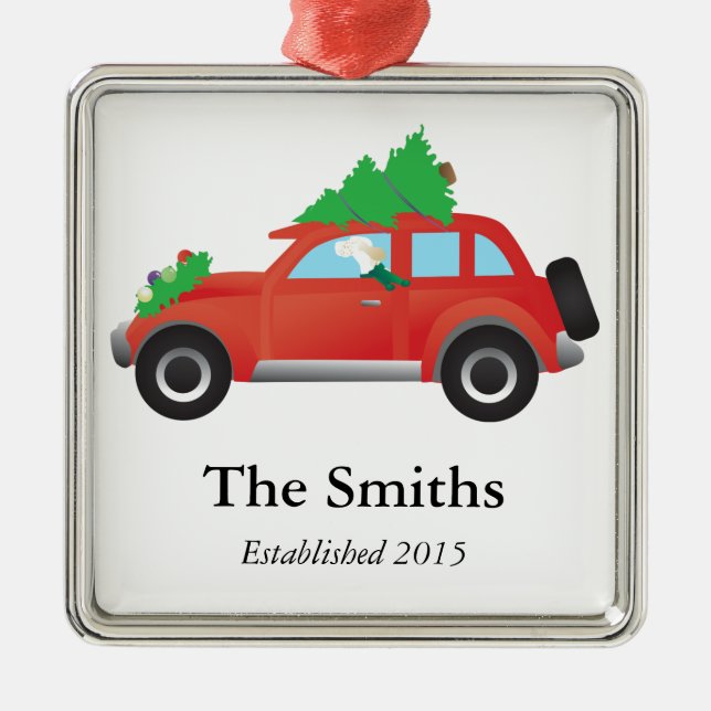 Englischer Setter Dog Auto mit Weihnachtsbaum Ornament Aus Metall (Vorne)