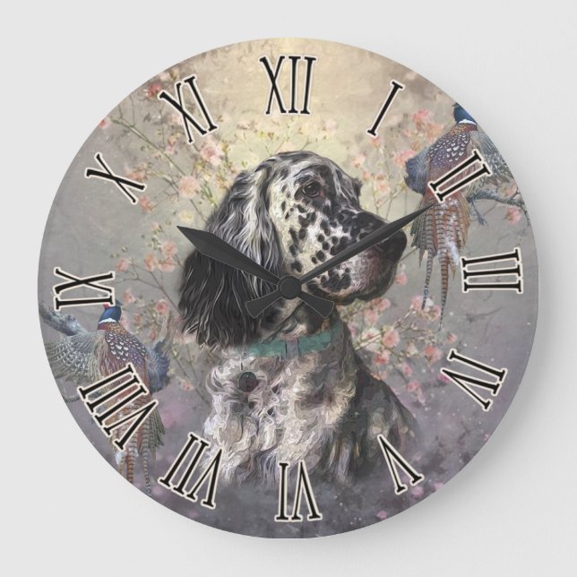 Englischer Setter Große Wanduhr (Vorderseite)