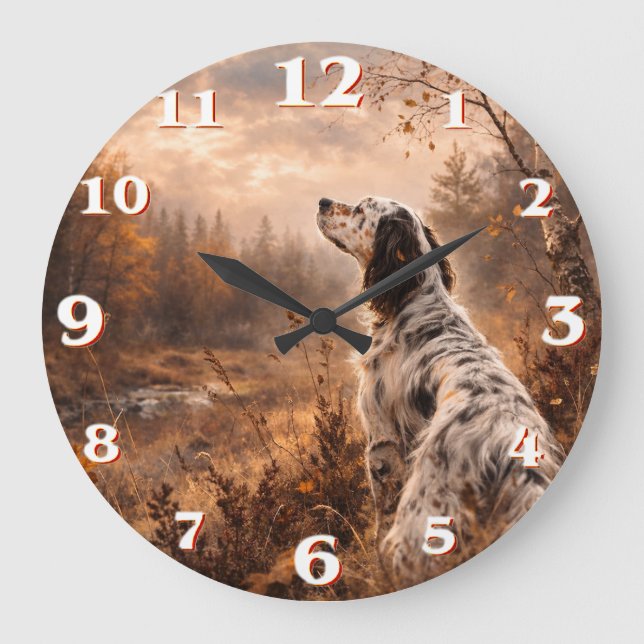 Englischer Setter Große Wanduhr (Vorderseite)
