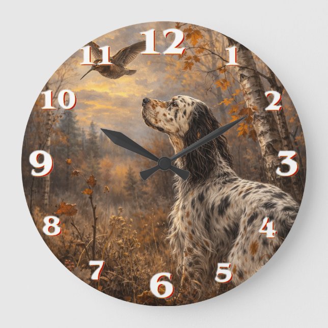 Englischer Setter Große Wanduhr (Vorderseite)