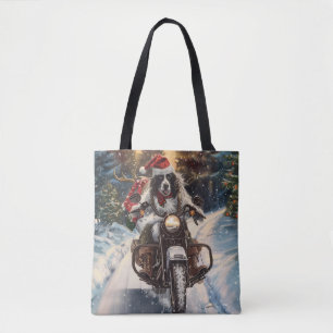 Englischer Setter Hund fährt Motorrad Weihnachten Tasche