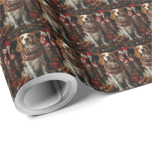Englischer Setter Hund mit Weihnachtsgeschenken Ka Geschenkpapier
