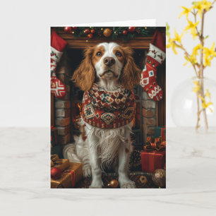 Englischer Setter Hund mit Weihnachtsgeschenken Ka Karte