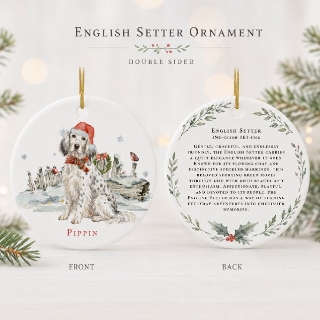 Englischer Setter-Hundemonogramm Keramik Ornament (Von Creator hochgeladen)