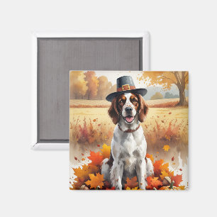 Englischer Setter im Herbst hinterlässt Erntedank  Magnet