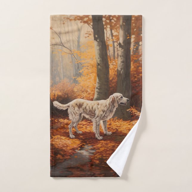 Englischer Setter im Herbst Leaves Fall Inspiriert Badhandtuch Set (Handtuch)