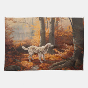 Englischer Setter im Herbst Leaves Fall Inspiriert Geschirrtuch