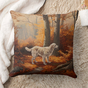 Englischer Setter im Herbst Leaves Fall Inspiriert Kissen