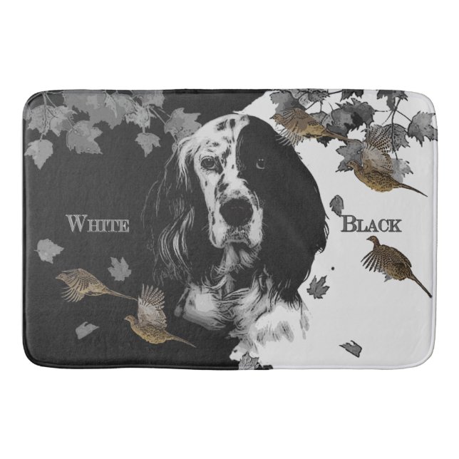 Englischer Setter in Schwarzweiß Badematte (Vorderseite)
