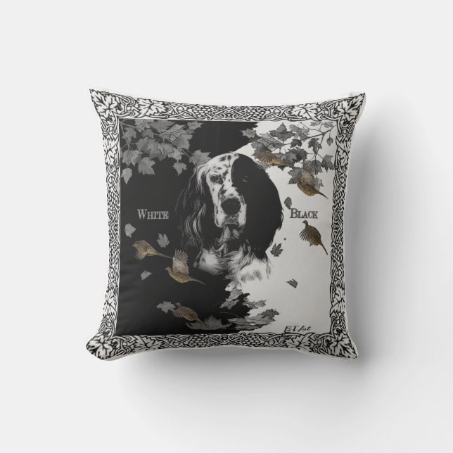 Englischer Setter in Schwarzweiß Kissen (Vorderseite)