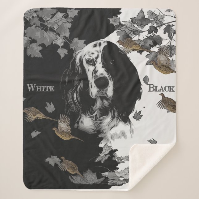 Englischer Setter in Schwarzweiß Sherpadecke (Vorderseite)