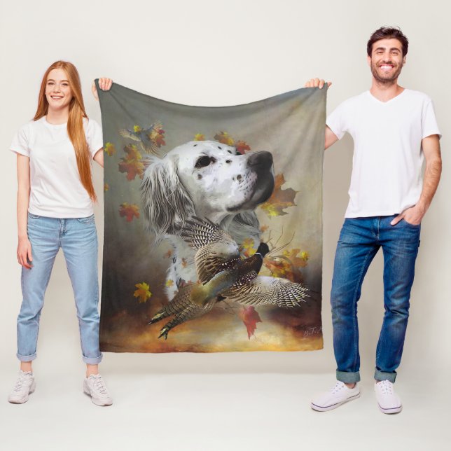 Englischer Setter mit Fasan, Kunst Fleecedecke (Beispiel)