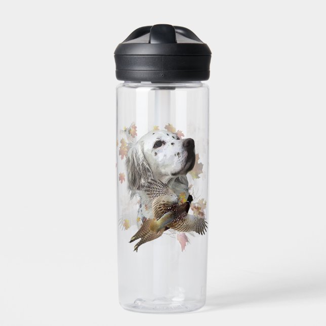 Englischer Setter mit Fasan, Kunst Trinkflasche (Vorderseite)