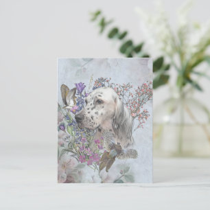 Englischer Setter mit Fasan, Kunstpostkarte Postkarte