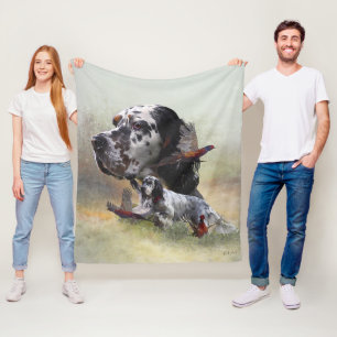Englischer Setter mit Fasanen, Kunst   Fleecedecke