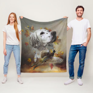 Englischer Setter mit Fasanen, Kunst  Fleecedecke