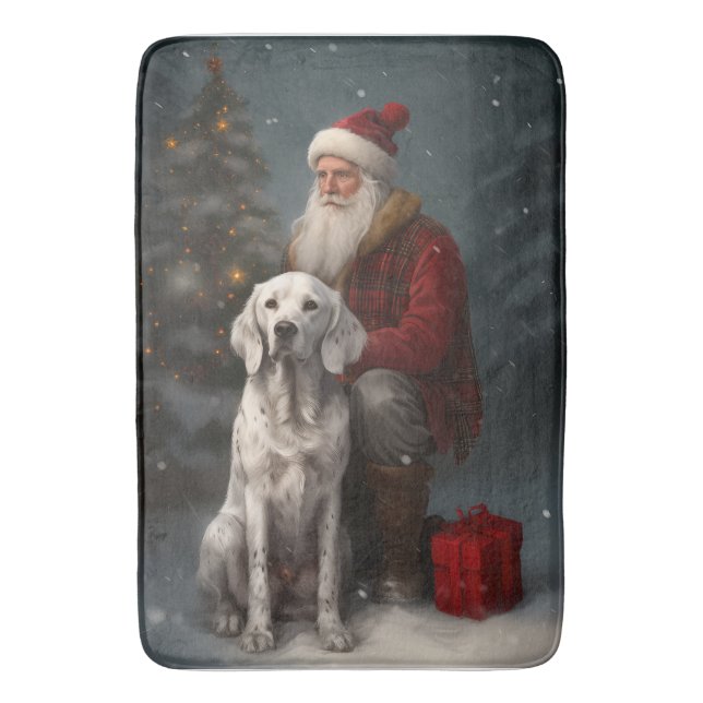 Englischer Setter mit Weihnachtsmann Weihnachten Badematte (Vorderseite Vertikal)
