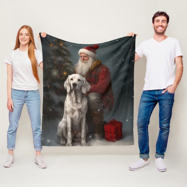 Englischer Setter mit Weihnachtsmann Weihnachten Fleecedecke (Beispiel)
