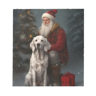 Englischer Setter mit Weihnachtsmann Weihnachten Notizblock