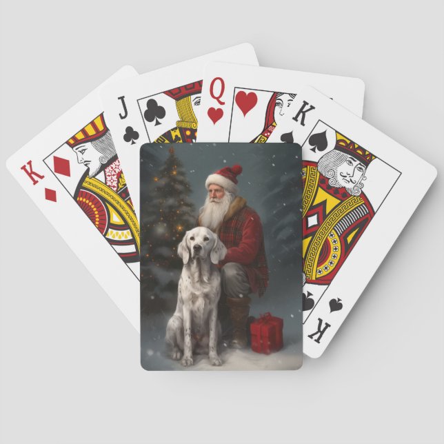 Englischer Setter mit Weihnachtsmann Weihnachten Spielkarten (Rückseite)