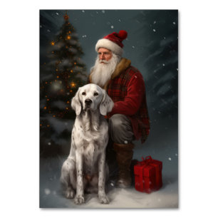 Englischer Setter mit Weihnachtsmann Weihnachten Tischnummer