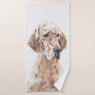 Englischer Setter Orange Belton Malerei Dog Art Badhandtuch Set