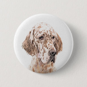Englischer Setter Orange Belton Malerei Dog Art Button