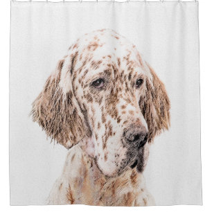 Englischer Setter Orange Belton Malerei Dog Art Duschvorhang