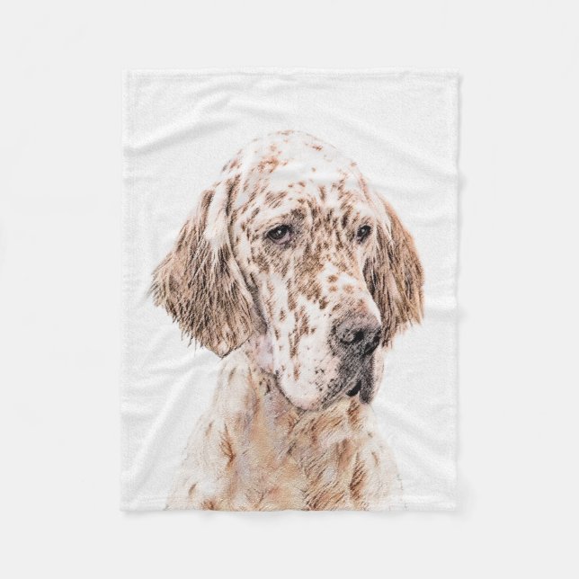Englischer Setter Orange Belton Malerei Dog Art Fleecedecke (Vorderseite)